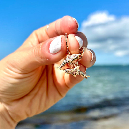 Shark Cubic Zirconia Hoop Earrings