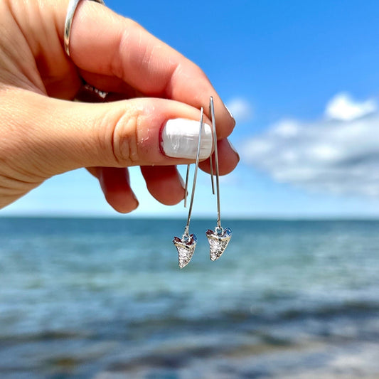 Silver Shark Tooth Cubic Zirconia Threaders