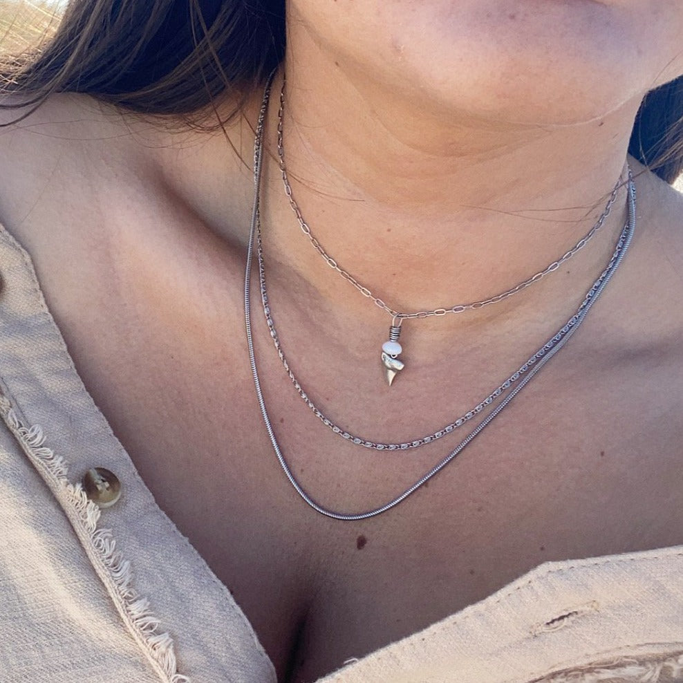 Shark Tooth & Pearl Necklace