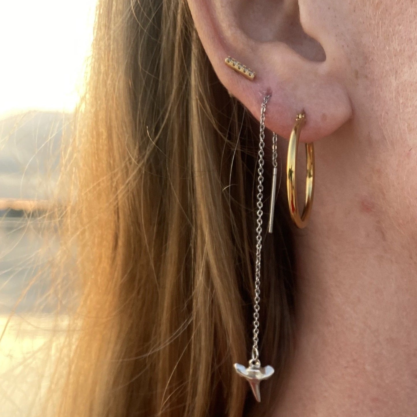 Shark Tooth Threader Earrings