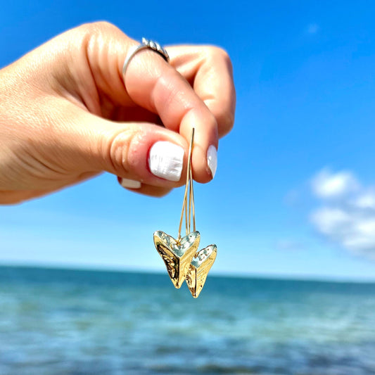 Gold Shark Tooth Threader Earrings