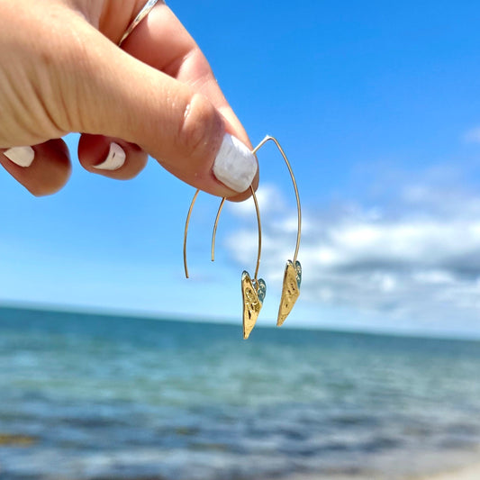 Gold Shark Tooth Threader Earrings