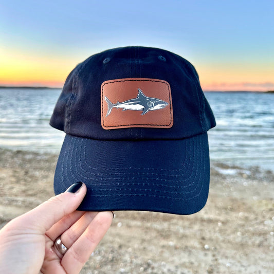 Atlantic White Shark Leather Patch Hat